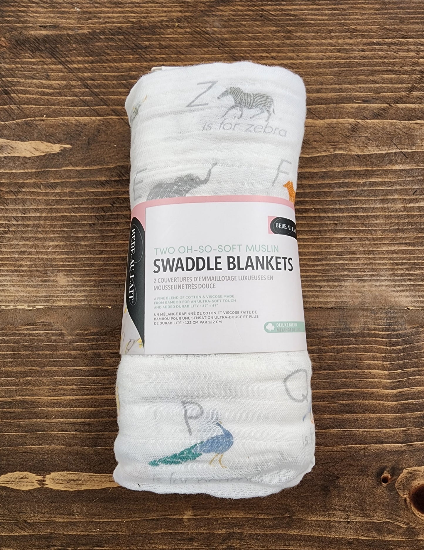 Animal Alphabet/Grey Crayon Bamboo Blend Swaddle
