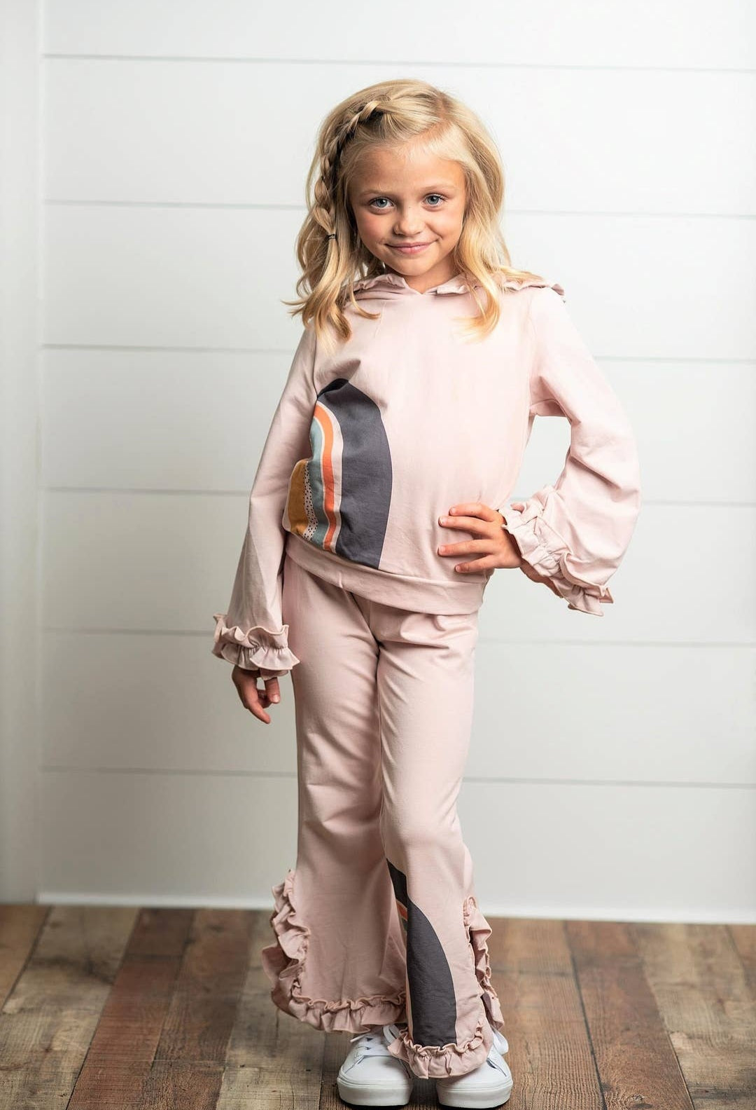 Pink Rainbow Hooded Sweatsuit Set