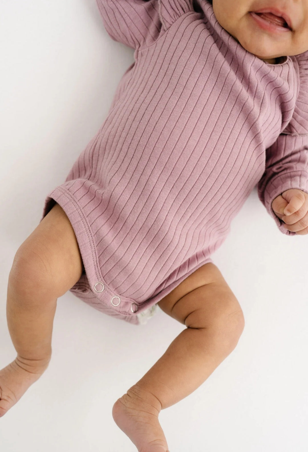 Lavender Ribbed Flutter Bodysuit Set