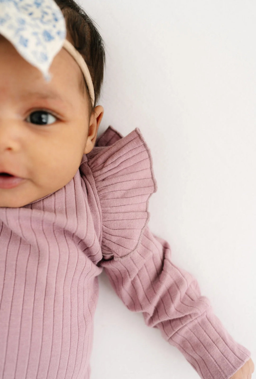 Lavender Ribbed Flutter Bodysuit Set