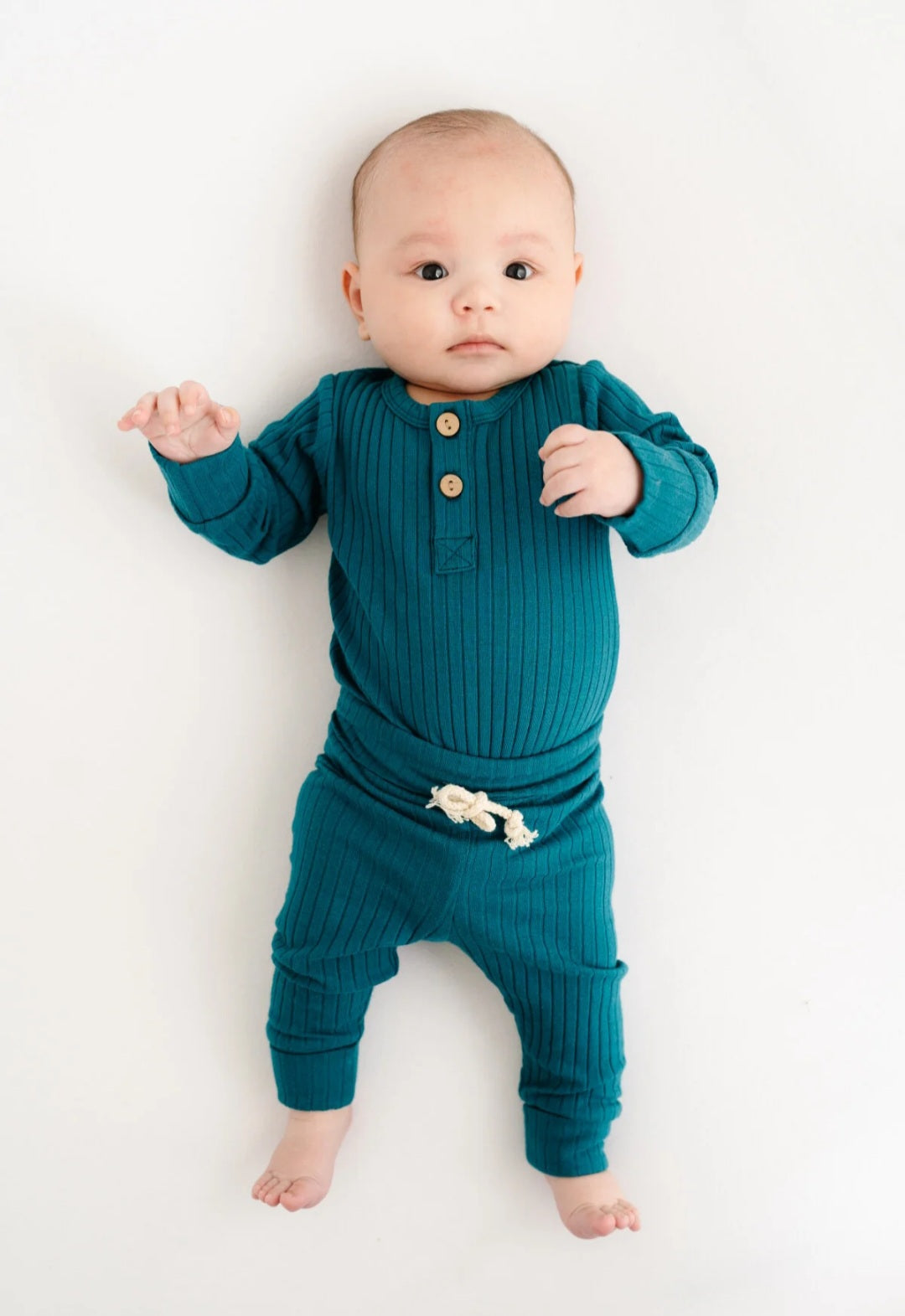 Deep Teal Ribbed Bodysuit Set