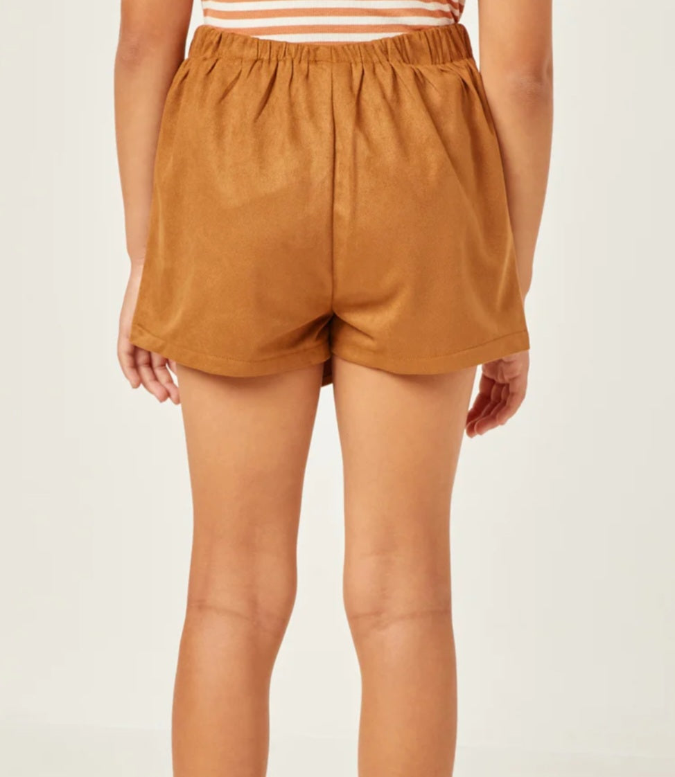 Suede Elastic Waist Skort