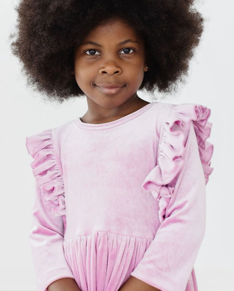 Carnation Pink Velvet Twirl Dress