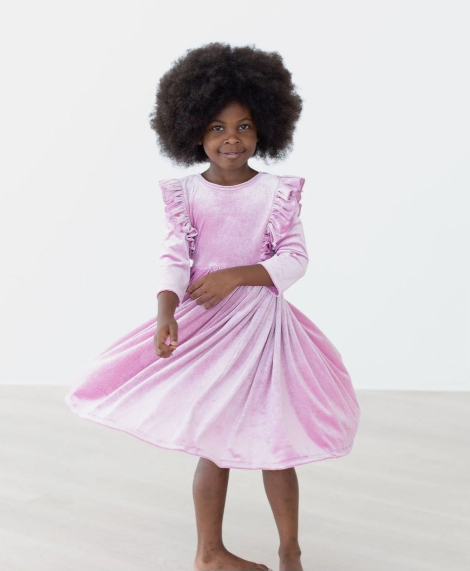 Carnation Pink Velvet Twirl Dress