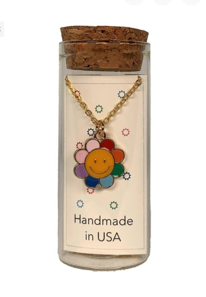 Happy & Colorful Flower Charm Necklace