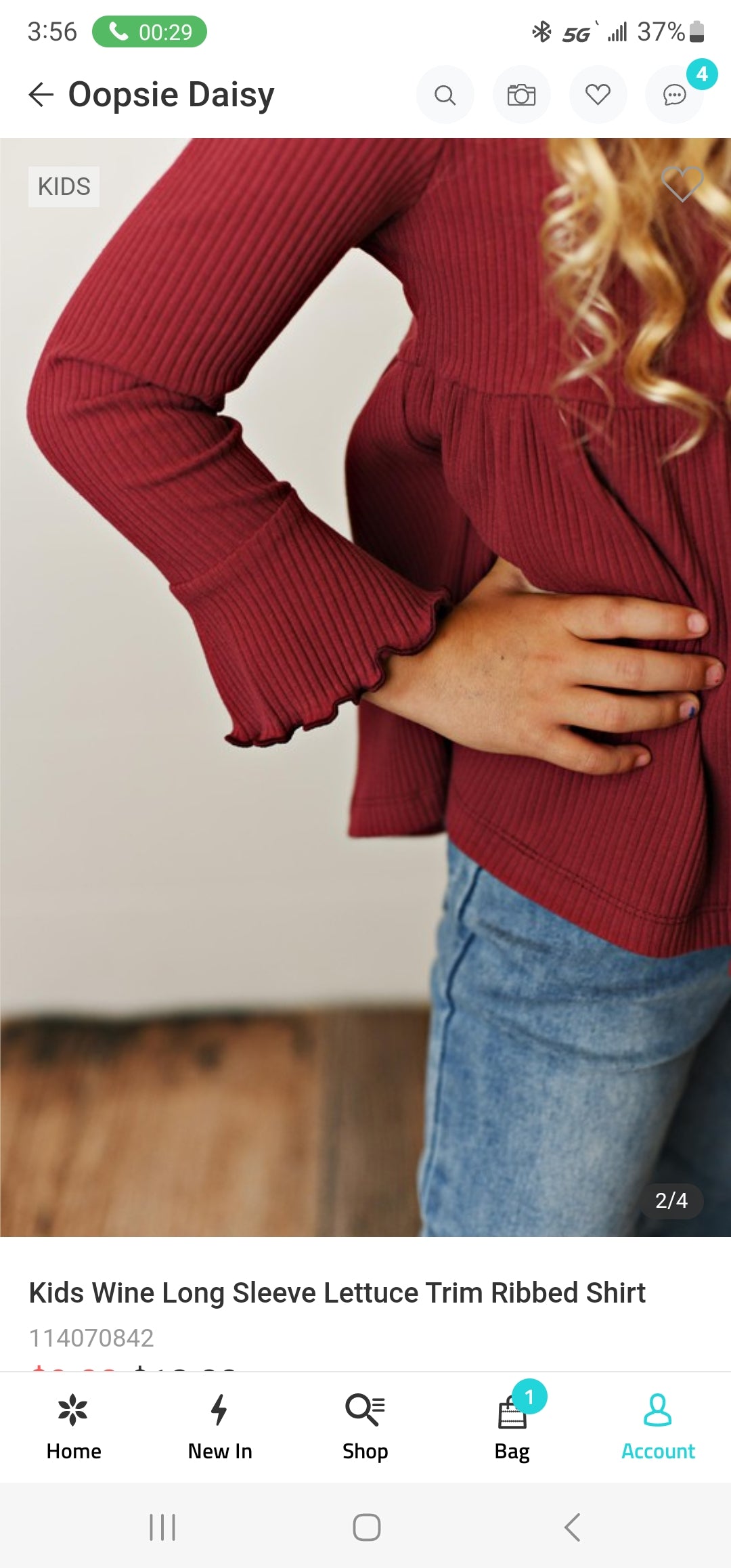 Wine Lettuce Trim Ribbed Top