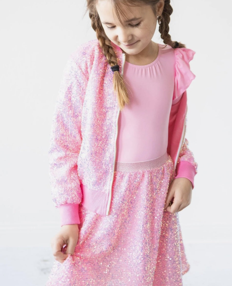 Bubblegum Pink Sequin Twirl Skirt