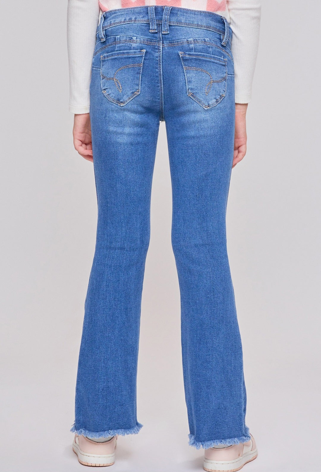 Fray Hem Flare in Medium Wash