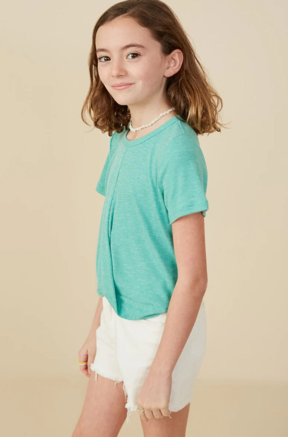 Marled Knit Twist Detail T Shirt