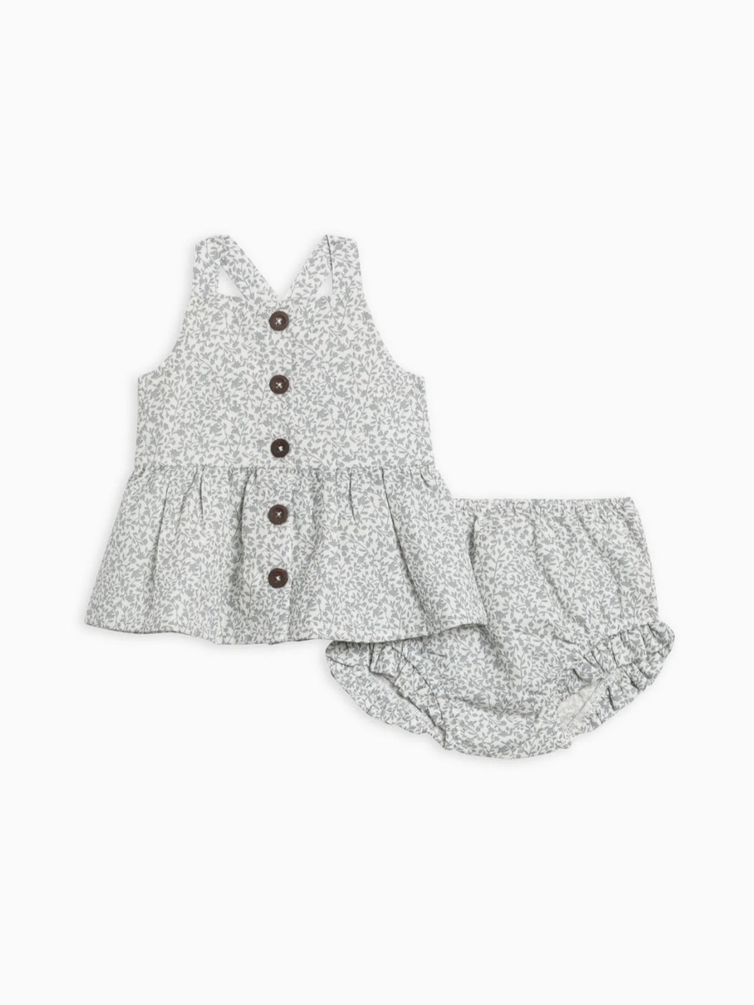 Edna Floral Linen Ruffle Tank Set