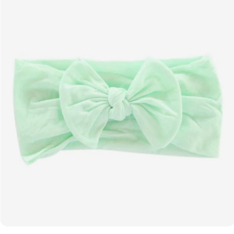 Mint Nylon Bow Headwrap