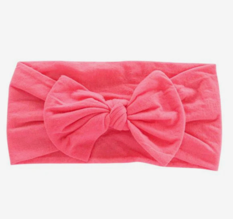 Coral Nylon Bow Headwrap