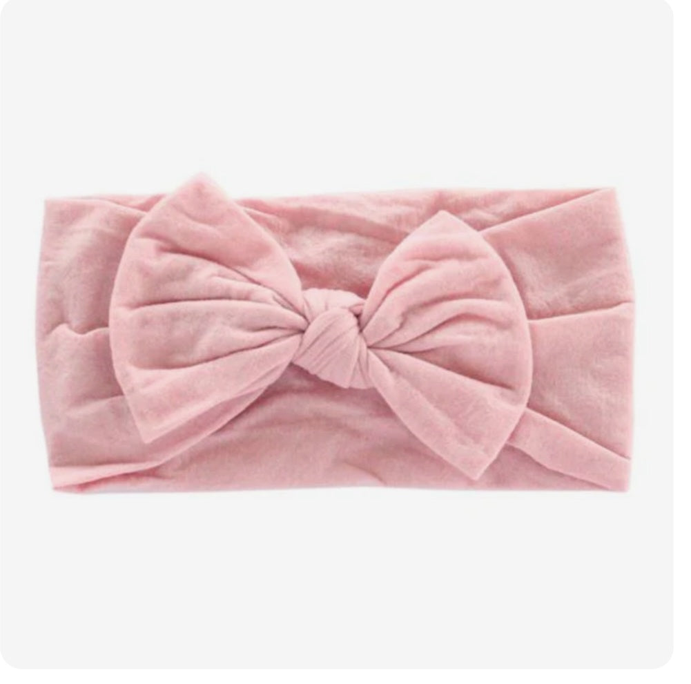 Vintage Pink Nylon Bow Headwrap