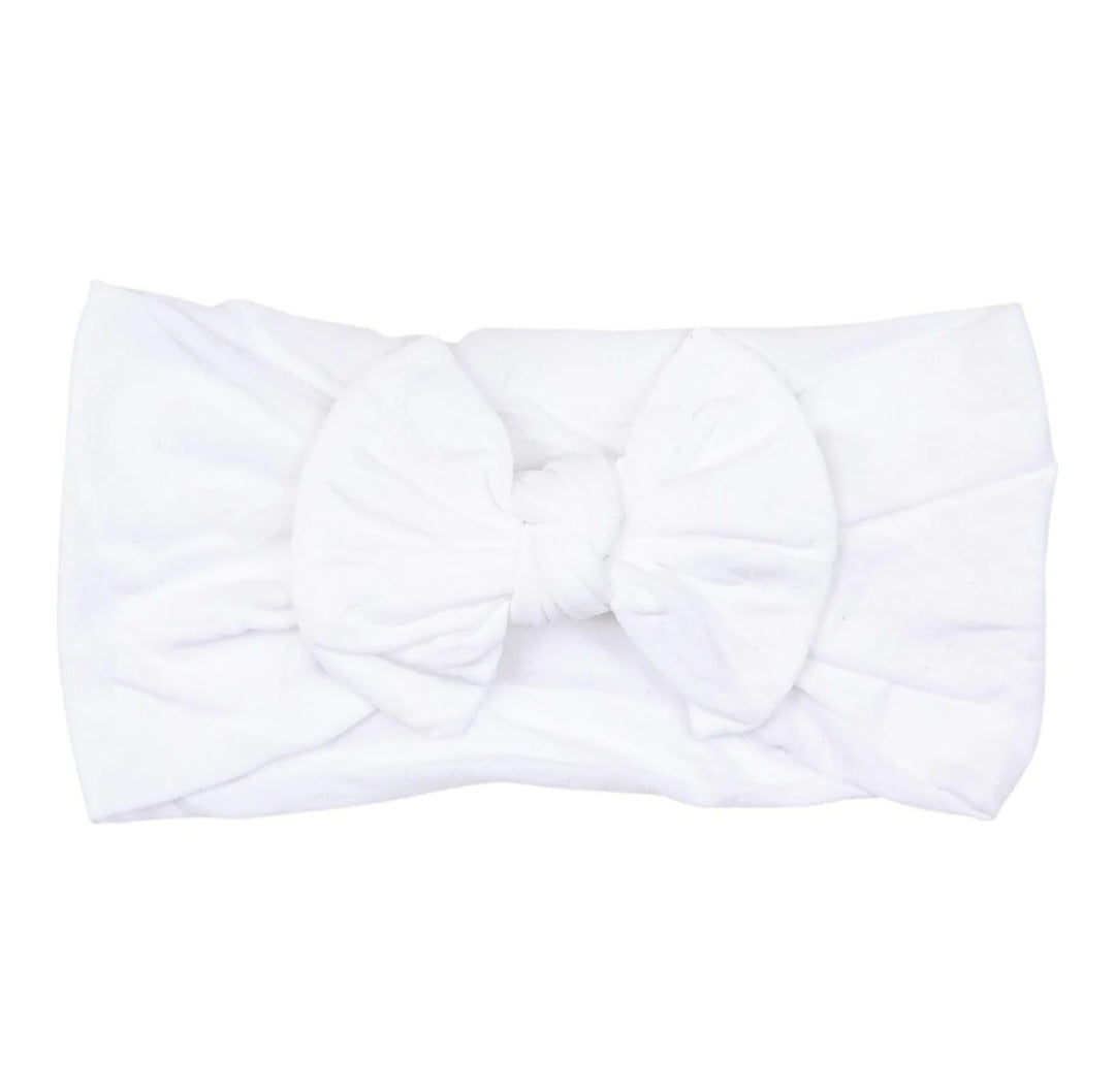 White Nylon Bow Headwrap