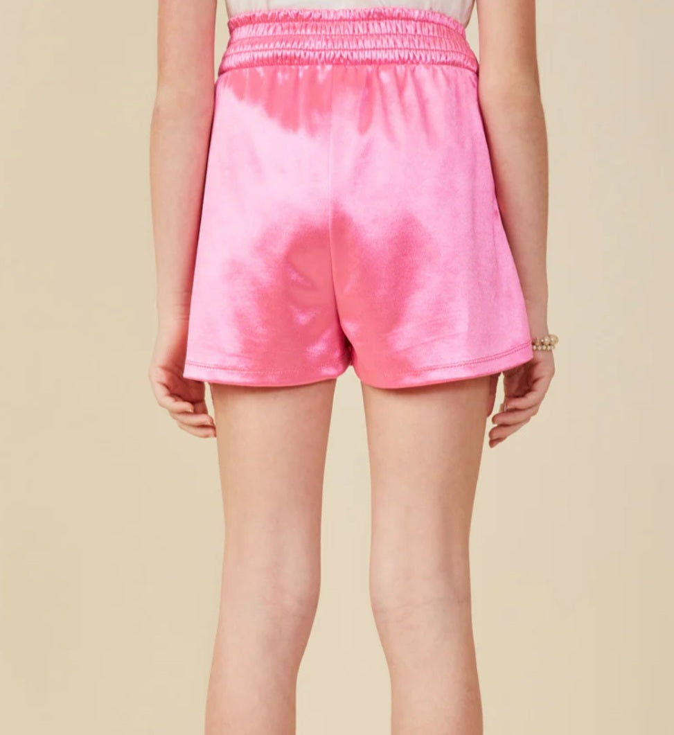 Girls Smocked Elastic Waist Metallic Shorts