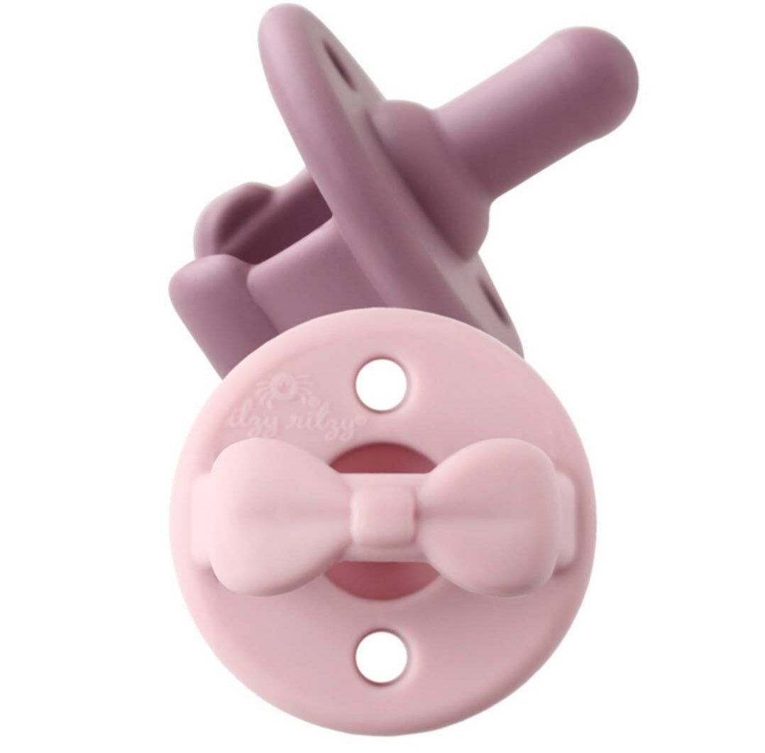 Sweetie Soother Pacifier set-Lilac + Orchid bows (2pk)