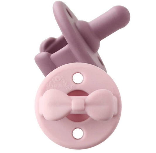 Sweetie Soother Pacifier set-Lilac + Orchid bows (2pk)