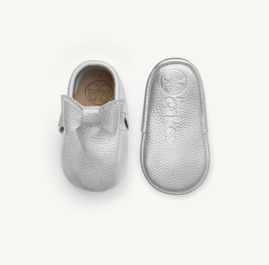 Elsa silver baby moccasins