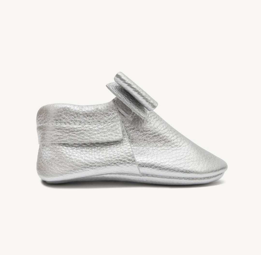 Elsa silver baby moccasins