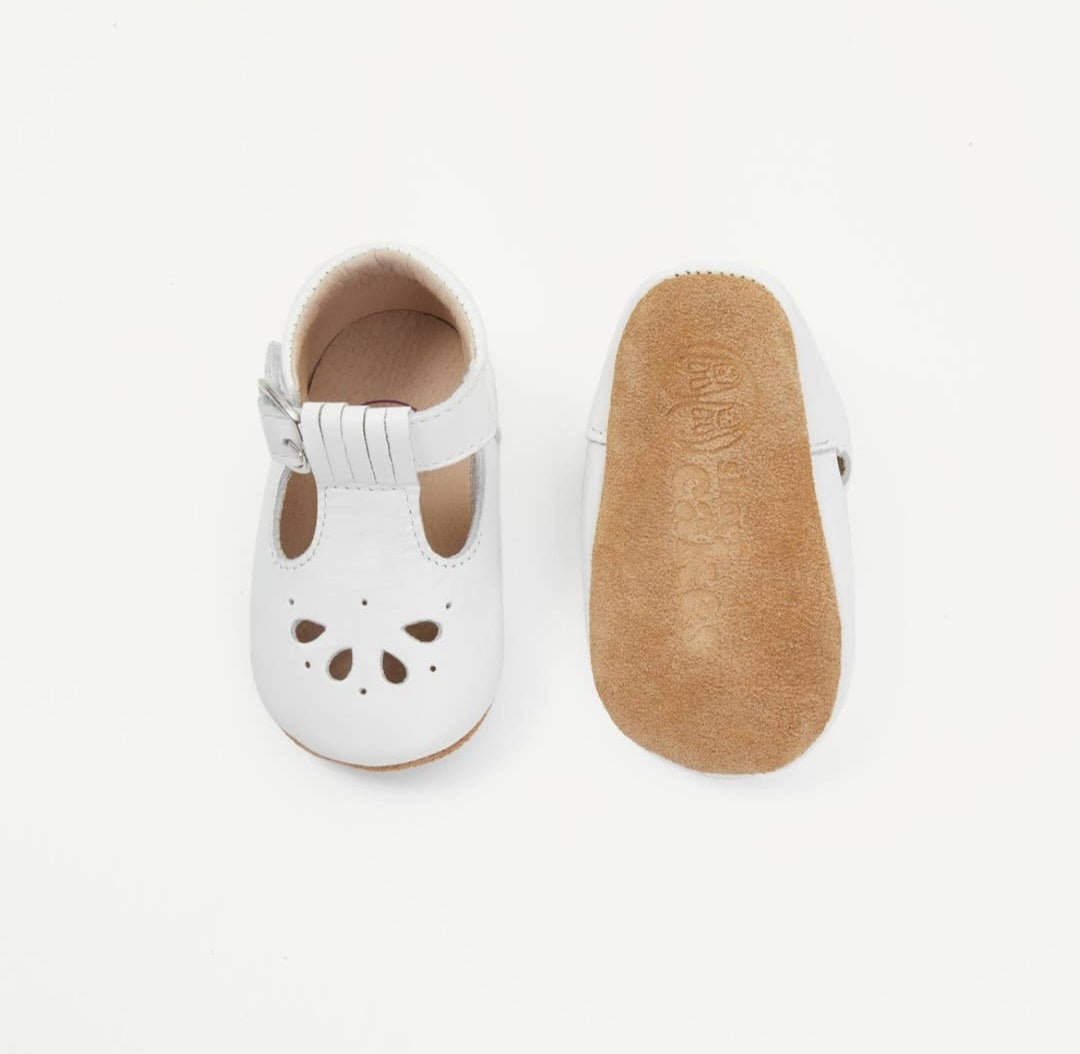 Frankie White Leather Baby Mary Jane