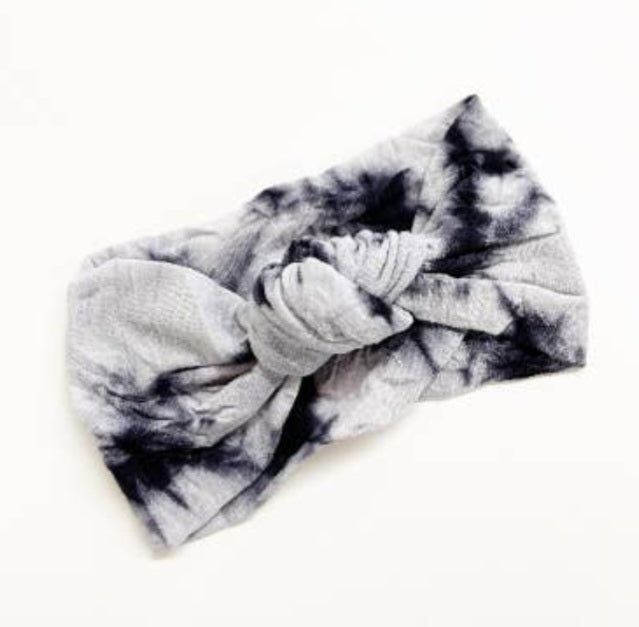 Knotted Black Tie Dye Headband