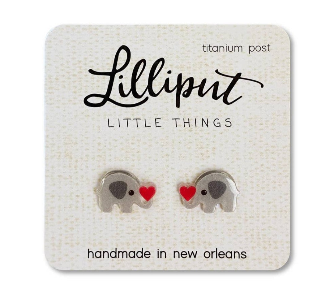 Cute Elephant With Heart Earrings