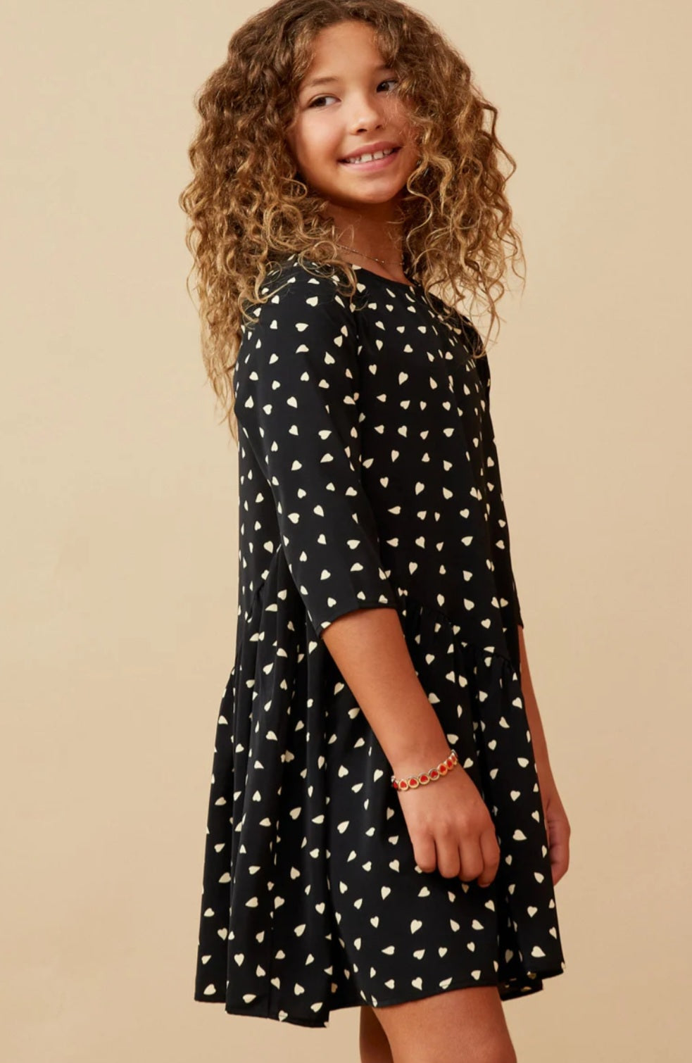 Ditsy Heart Asymmetric Ruffle Dress