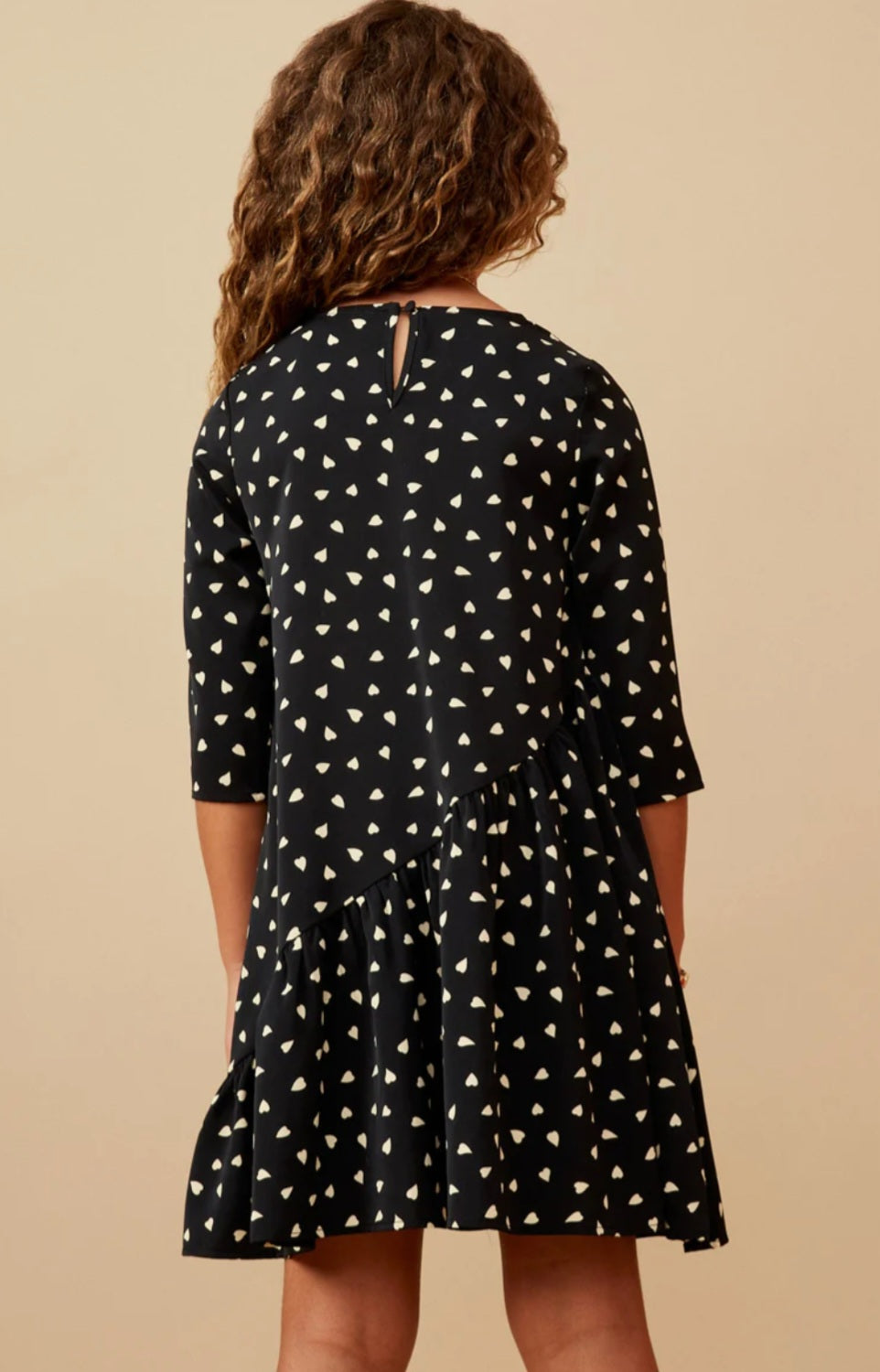 Ditsy Heart Asymmetric Ruffle Dress