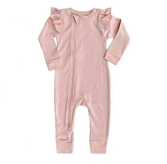 Rose Flutter Zip Romper