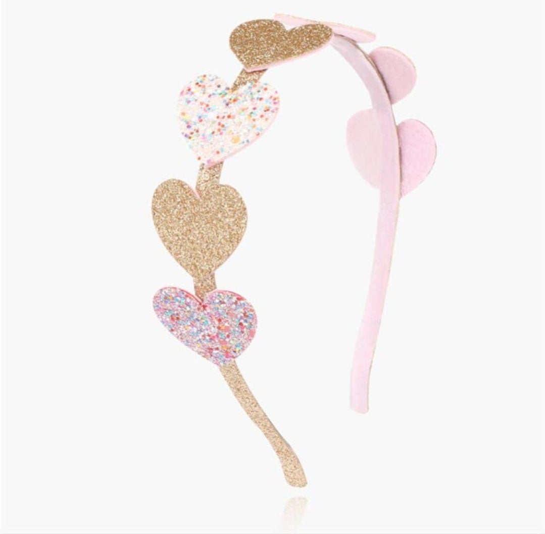Pink and Gold Heart Headbands
