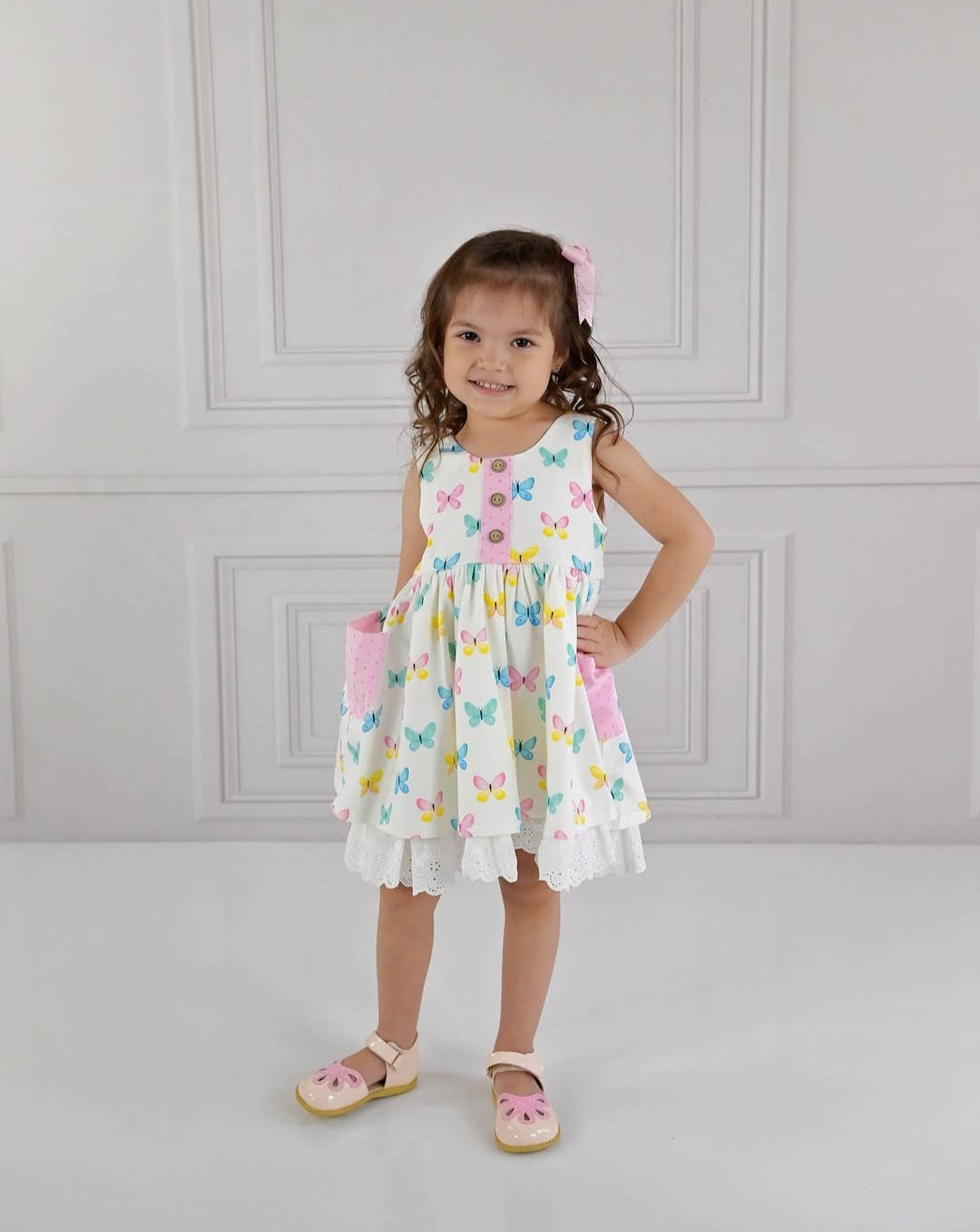 Butterfly Garden Eyelet Pocket Dress