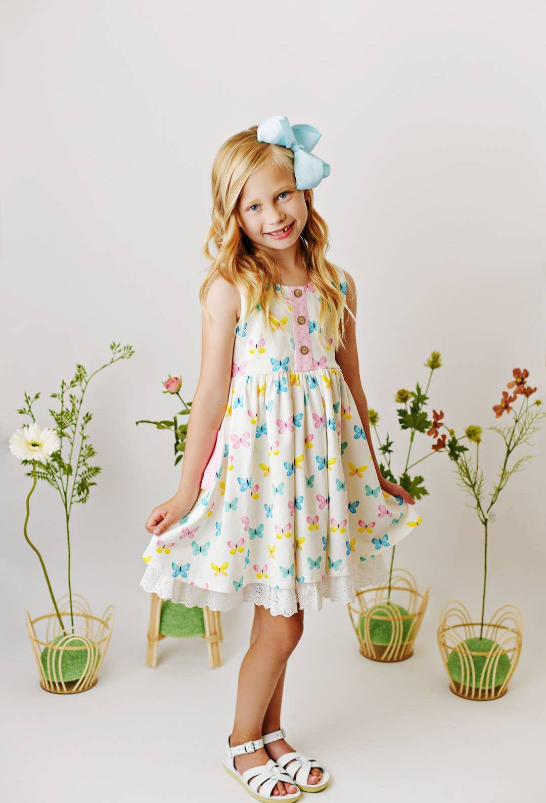 Butterfly Garden Eyelet Pocket Dress