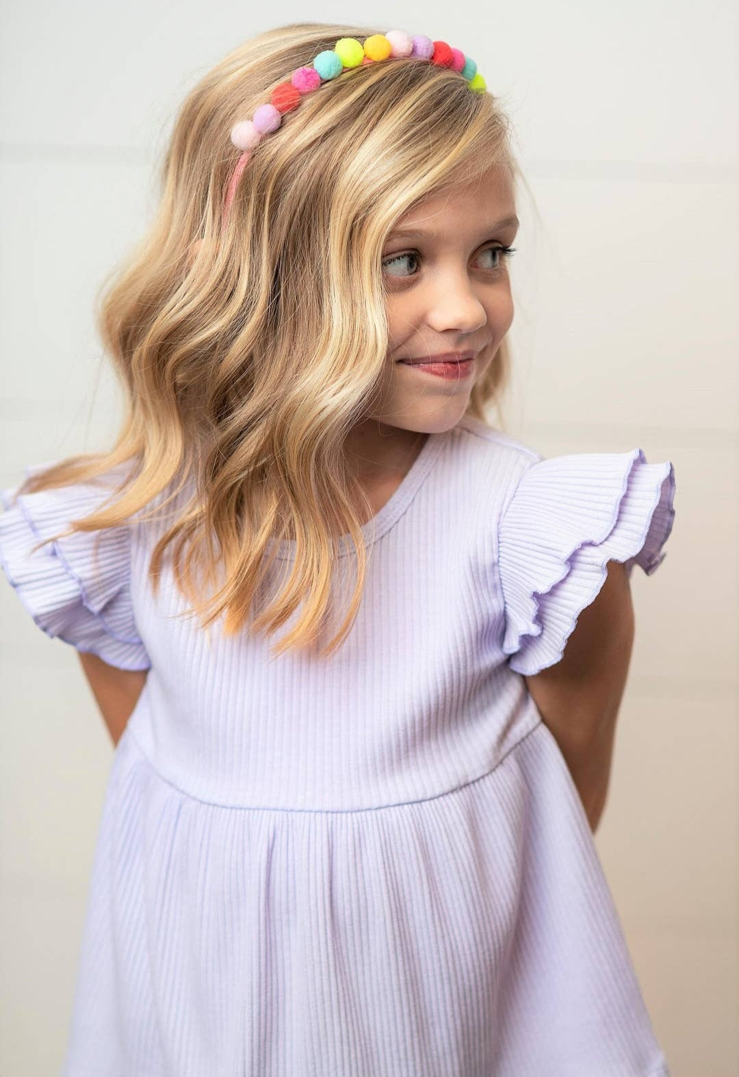 Lavender Double Ruffle Flutter Sleeve Top