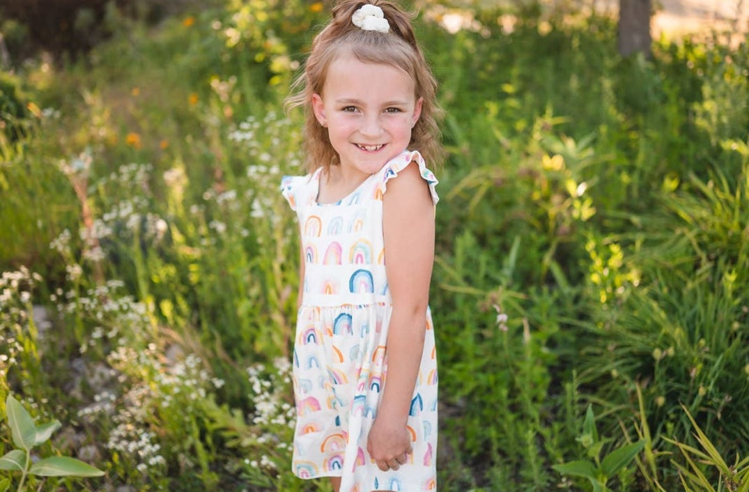 Macie Romper in Watercolor Rainbow