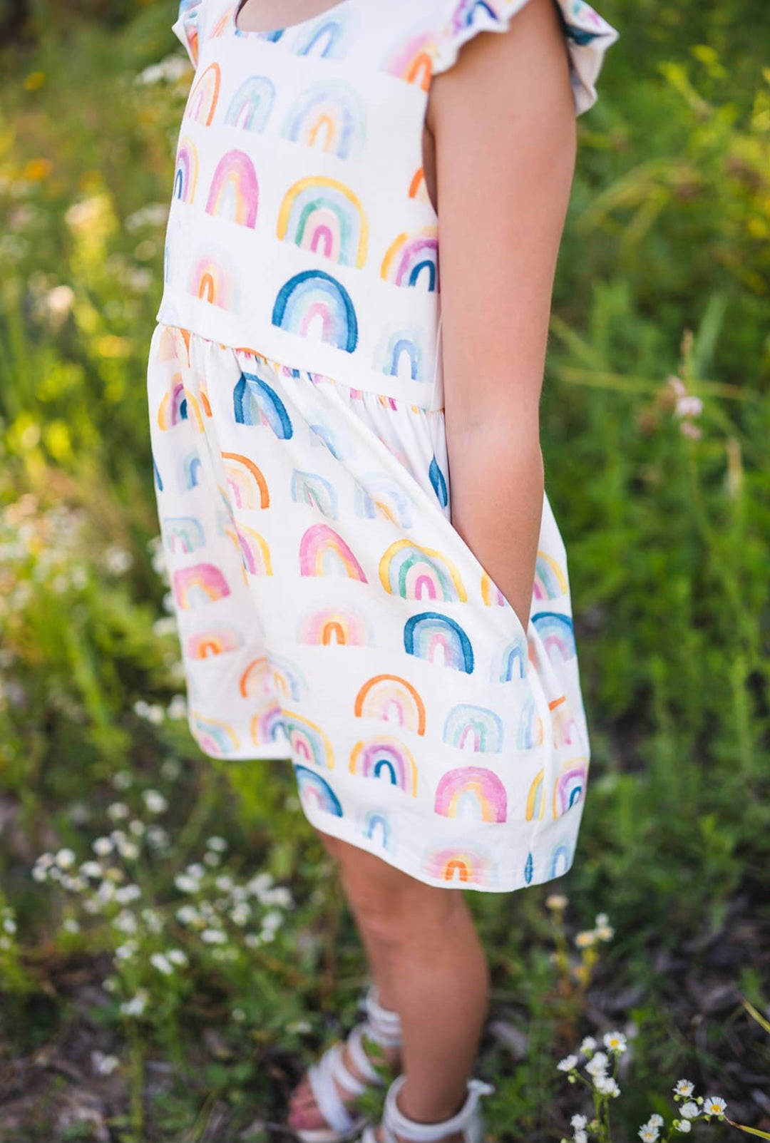 Macie Romper in Watercolor Rainbow