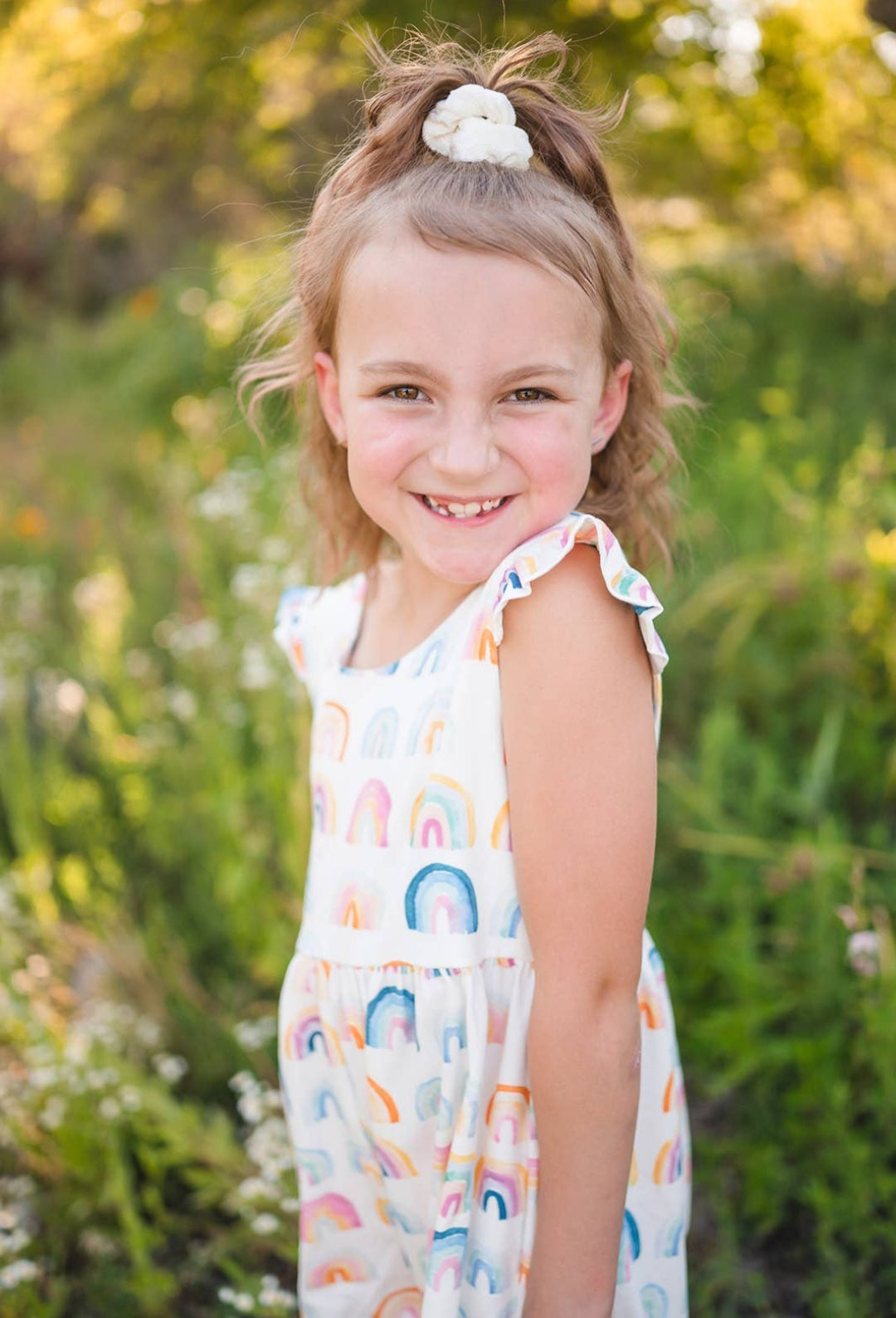 Macie Romper in Watercolor Rainbow