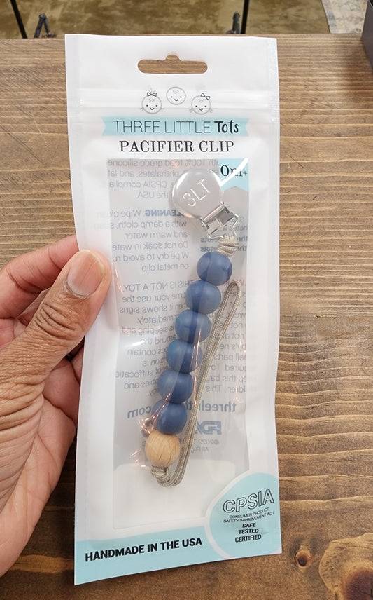 Denim Blue Pacifier Clip