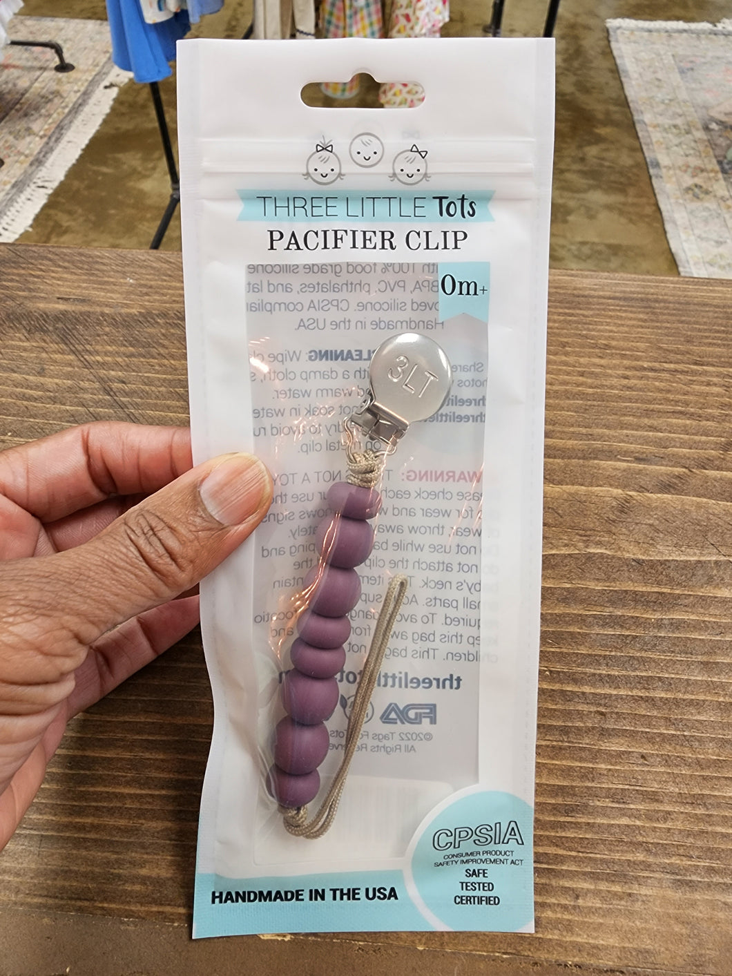 Purple Moon Pacifier Clip