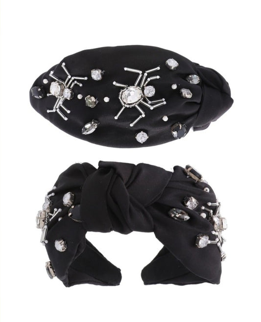 Jeweled Spider Halloween Knotted Headband