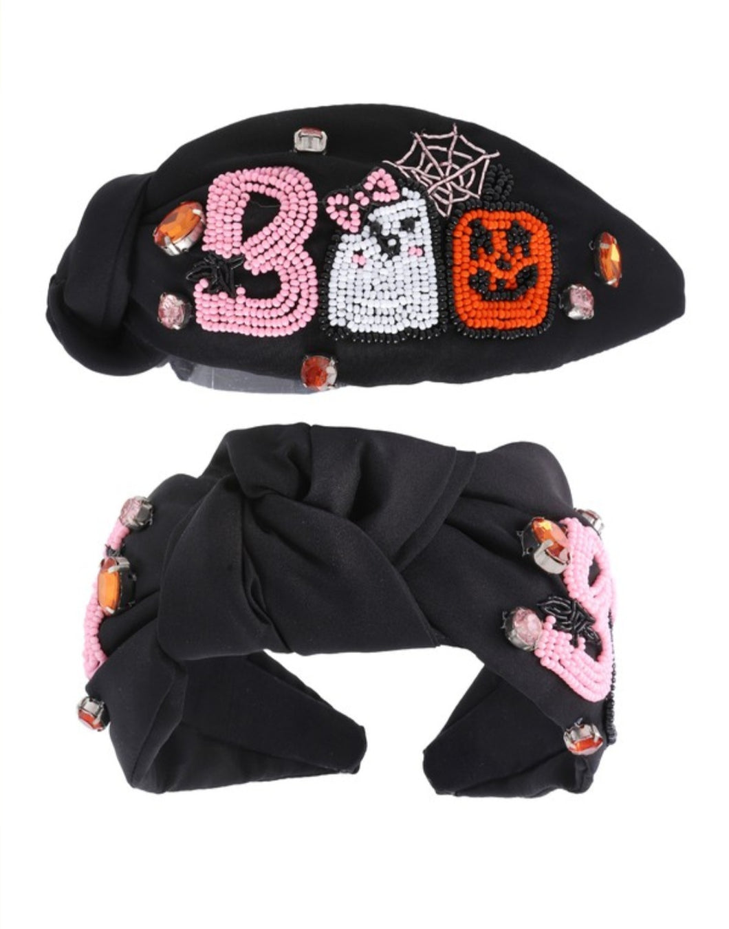 Black Boo Halloween Knotted Headband
