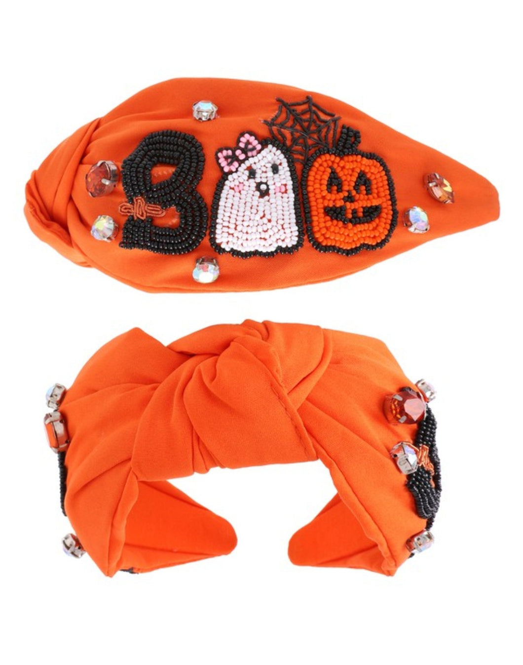 Orange Boo Halloween Knotted Headband