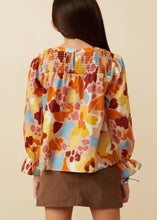 Abstract Floral Smocked Yoke Top