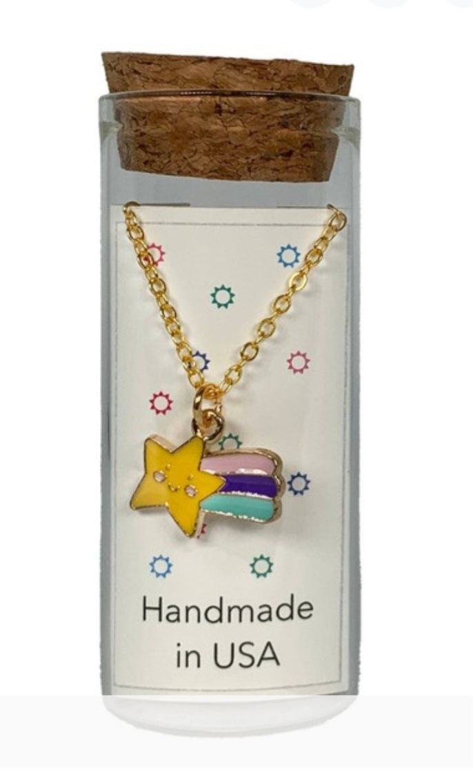Smiling Shooting Star Charm Necklace