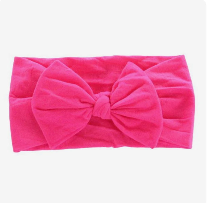 Hot Pink Nylon Bow Headwrap