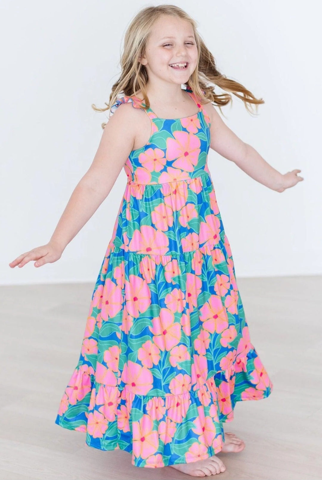 Luau Floral Ruffle Maxi Dress