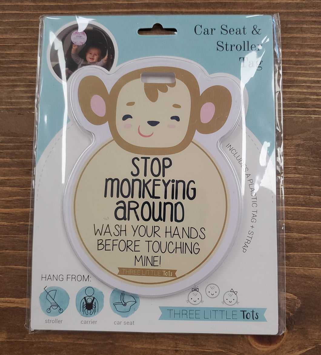 Monkey No Touching Car Seat and Stroller tag