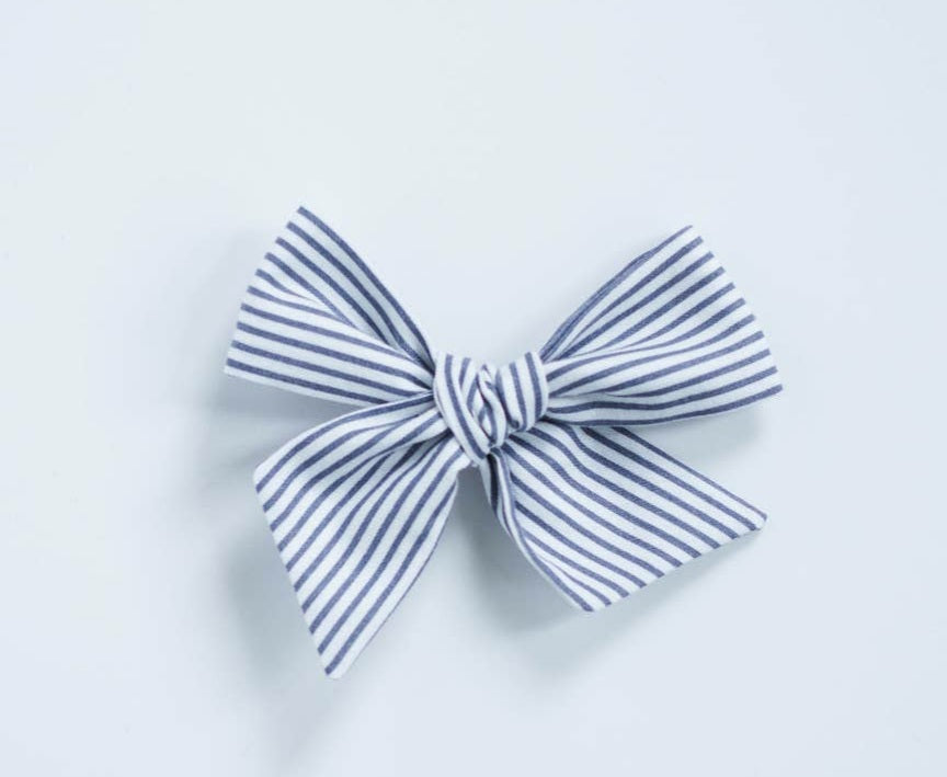 Gray and White Striped bow