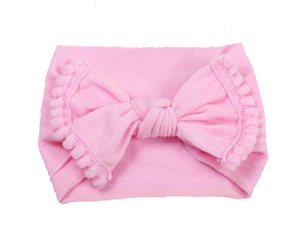 Pink Pom Pom Nylon baby headband