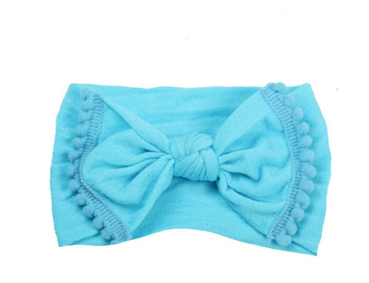 Blue Pom Pom Nylon baby headband