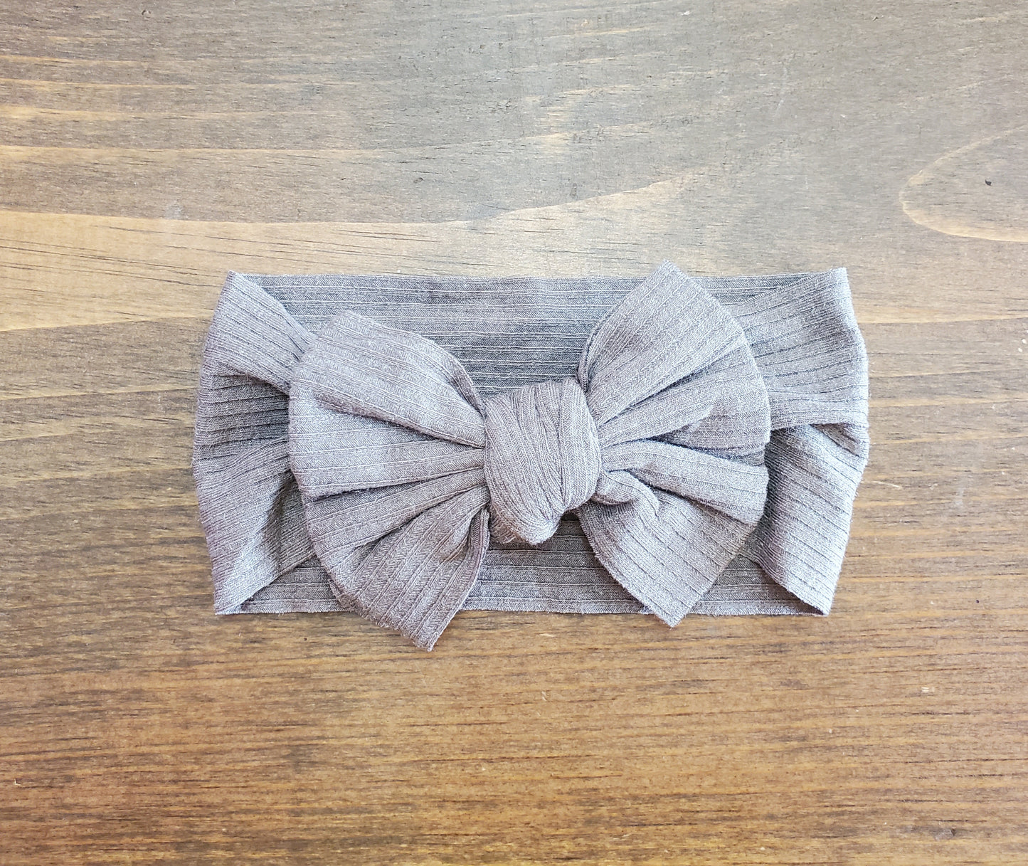 Ribbed Bow Headband- smoke